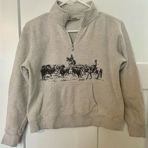 Ariat Light Gray One-Quarter Zip-Up Sweatshirt Hoodie Western Youth XL